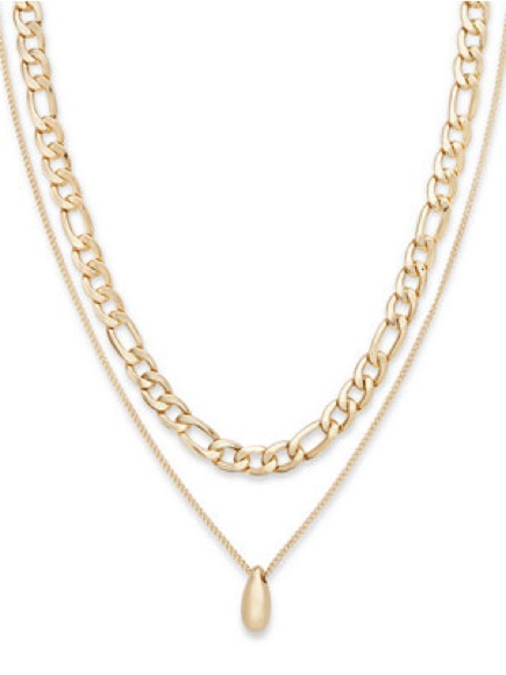Macy's Gold Double-Layer Chain Necklace with Teardrop Accent 18”
